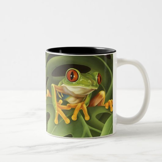 Rote mit Augen Baum-Frosch-Tasse Zweifarbige Tasse (Rechts)