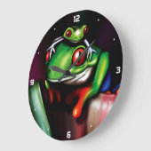 Rote Mit Augen Baumfrösche Große Wanduhr (Winkel)