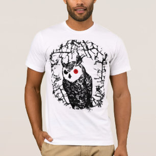 Rote mit Augen Eule T-Shirt