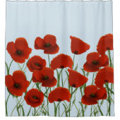 Rote mit Blumenmohnblumen Duschvorhang (Vorderseite)