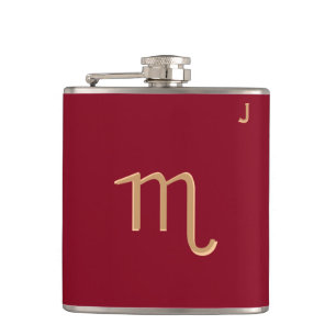 Rote Mit Monogramm Flasche - Zodiac - Skorpio Flachmann