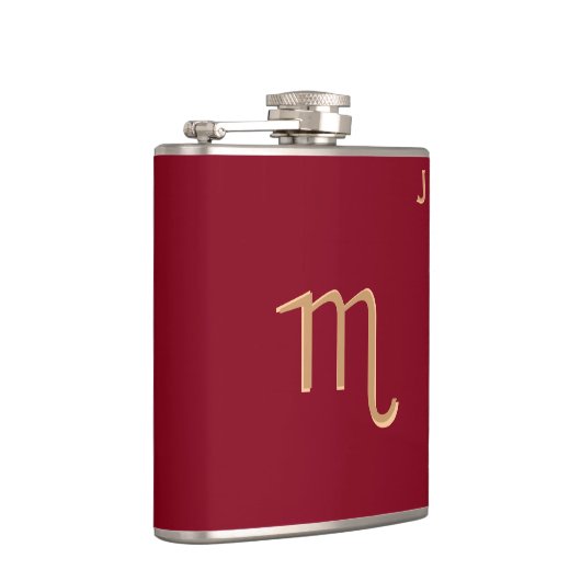 Rote Mit Monogramm Flasche - Zodiac - Skorpio Flachmann (Rechts)