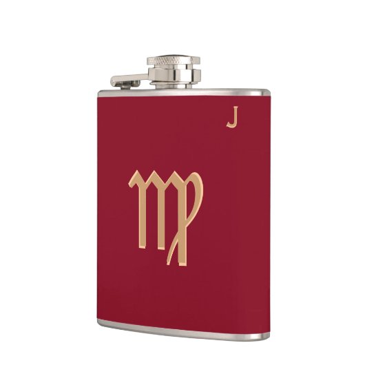 Rote Mit Monogramm Flasche - Zodiac - Virgo Flachmann (Links)