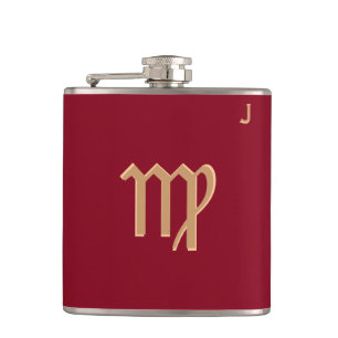 Rote Mit Monogramm Flasche - Zodiac - Virgo Flachmann