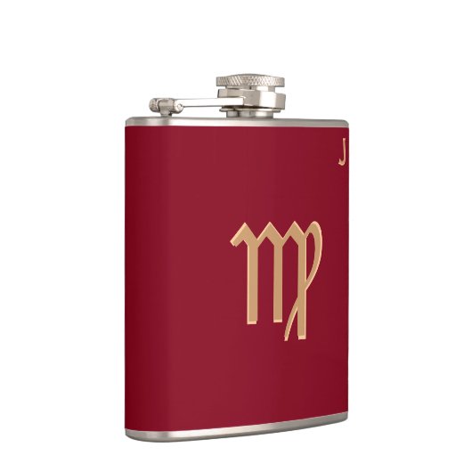 Rote Mit Monogramm Flasche - Zodiac - Virgo Flachmann (Rechts)