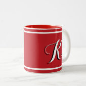 Rote Mit Monogramm Zwei-Tone-Kaffee-Tasse Zweifarbige Tasse (VorderseiteRechts)