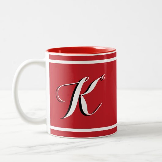 Rote Mit Monogramm Zwei-Tone-Kaffee-Tasse Zweifarbige Tasse (Links)