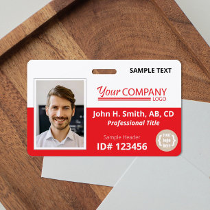 Rote Mitarbeiter-Foto-ID mit Logo Ausweis
