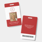Rote Mitarbeiter-Foto-ID-Sicherheitsausweis mit Lo Ausweis (Vorder- & Rückseite)