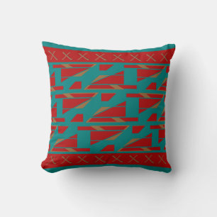 Rote Mittelmeerplatten mit türkisem Rand Kissen