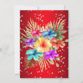 Rote Mixed Farbe Gelbe goldene Palmen Blumenbeete  Einladung (Rückseite)