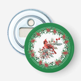 Rote Mockingbird Poinsettia Grenzen Grün Flaschenöffner