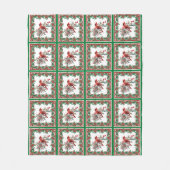 Rote Mockingbird Poinsettia Grenzen Grün Fleecedecke (Vorderseite)