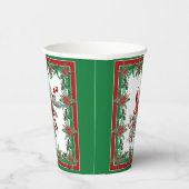 Rote Mockingbird Poinsettia Grenzen Grün Pappbecher (Rechts)