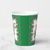 Rote Mockingbird Poinsettia Grenzen Grün Pappbecher (Links)