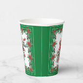 Rote Mockingbird Poinsettia Grenzen Grün Pappbecher (Rechts)