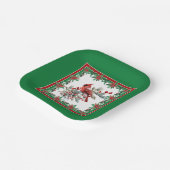 Rote Mockingbird Poinsettia Grenzen Grün Pappteller (Gewinkelt)