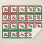 Rote Mockingbird Poinsettia Grenzen Grün Sherpadecke (Vorderseite (Horizontal))