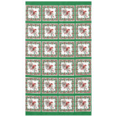 Rote Mockingbird Poinsettia Grenzen Grün Tischdecke (Vorderseite)