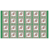 Rote Mockingbird Poinsettia Grenzen Grün Tischdecke (Vorderseite (Horizontal))