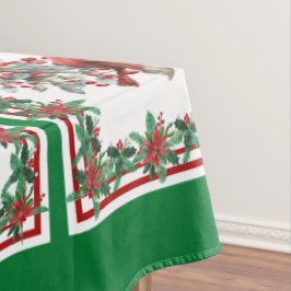 Rote Mockingbird Poinsettia Grenzen Grün Tischdecke