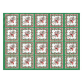 Rote Mockingbird Poinsettia Grenzen Grün Tischdecke (Vorderseite (Horizontal))