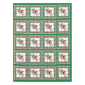 Rote Mockingbird Poinsettia Grenzen Grün Tischdecke (Vorderseite)