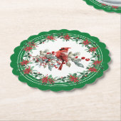 Rote Mockingbird Poinsettia Grenzen Grün Untersetzer (angewinkelt)