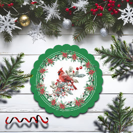 Rote Mockingbird Poinsettia Grenzen Grün Untersetzer