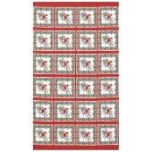 Rote Mockingbird Poinsettia Grenzen Rot Tischdecke (Vorderseite)