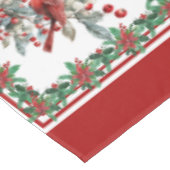 Rote Mockingbird Poinsettia Grenzen Rot Tischdecke (Schrägansicht)