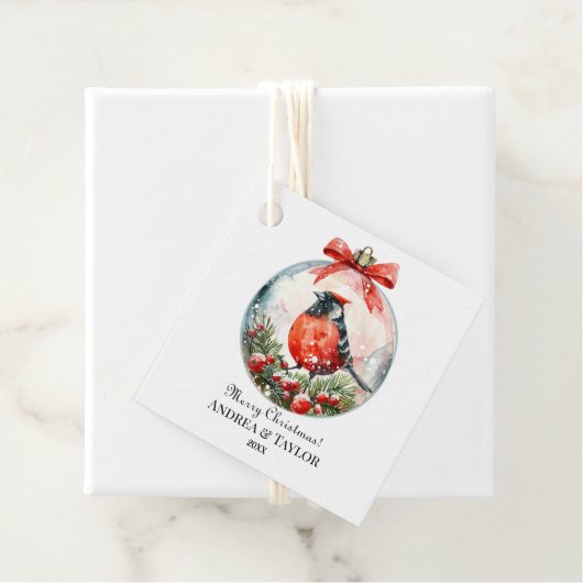 Rote Mockingbird Winterlandschaft Geschenkanhänger (Beispiel)