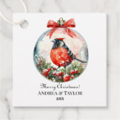 Rote Mockingbird Winterlandschaft Geschenkanhänger (Vorderseite)