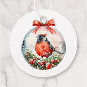 Rote Mockingbird Winterlandschaft Geschenkanhänger (Rückseite)