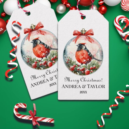 Rote Mockingbird Winterlandschaft Geschenkanhänger