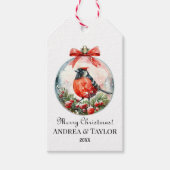 Rote Mockingbird Winterlandschaft Geschenkanhänger (Vorderseite)