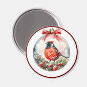 Rote Mockingbird Winterlandschaft Magnet (Vorderseite/Rückseite)