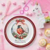 Rote Mockingbird Winterlandschaft Pappteller (Party)