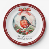 Rote Mockingbird Winterlandschaft Pappteller (Vorderseite)