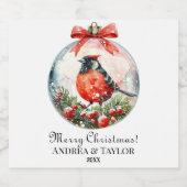 Rote Mockingbird Winterlandschaft Schaumweinetikett (Einzelnes Label)