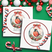 Rote Mockingbird Winterlandschaft Serviette