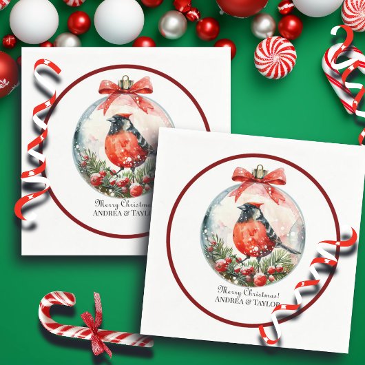 Rote Mockingbird Winterlandschaft Serviette