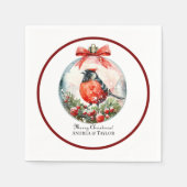 Rote Mockingbird Winterlandschaft Serviette (Vorderseite)