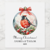 Rote Mockingbird Winterlandschaft Weinetikett (Einzelnes Label)