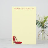 Rote Mode-Absatz-Pumpe beschuht kundenspezifische Briefpapier (Stehend Vorderseite)