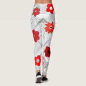 Rote moderne Blume Leggings (Rückseite)