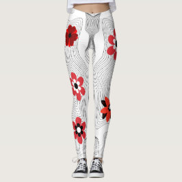 Rote moderne Blume Leggings