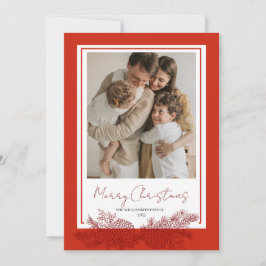 Rote Moderne Elegantes botanisches Foto Weihnachte Feiertagskarte