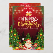 Rote Moderne frohe Weihnachten und Neues Jahr (Vorne/Hinten)