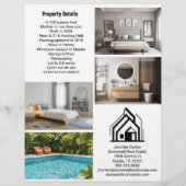 Rote moderne Immobilien-Objektpräsentation auf dop Flyer (Hinten)